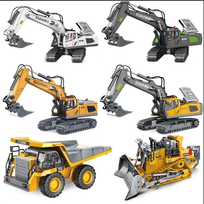 Máy xúc, xe ủi. xe ben 9-11 kênh xe công trình YIGONG gầu sắt hợp kim múc đất cát điều khiển từ xa cho bé đồ chơi trẻ em