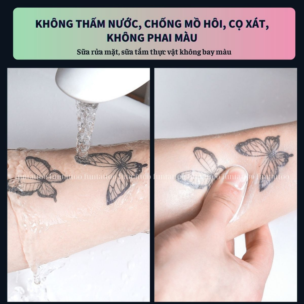 Bộ Hình Xăm Tạm Thời 15 Ngày Chữ Trung Chữ Tàu Chống Nước Chống Cọ Xát R001