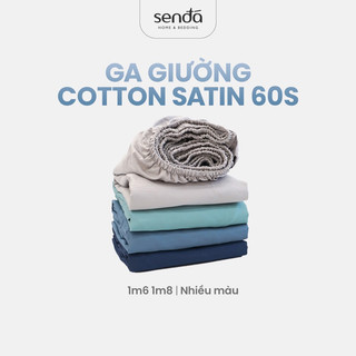 Ga giường 1m6x2m 1m8x2m Cotton Satin 60s Sen Đá Home Bedding cao cấp trơn màu, drap bo chun steen trải nệm, ra đệm