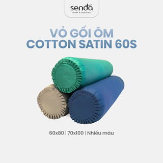 Vỏ gối ôm Cotton Satin 60s Sen Đá Home Bedding 60x80 70x100 35x100cm cao cấp trơn màu, bao áo gối lụa có dây kéo