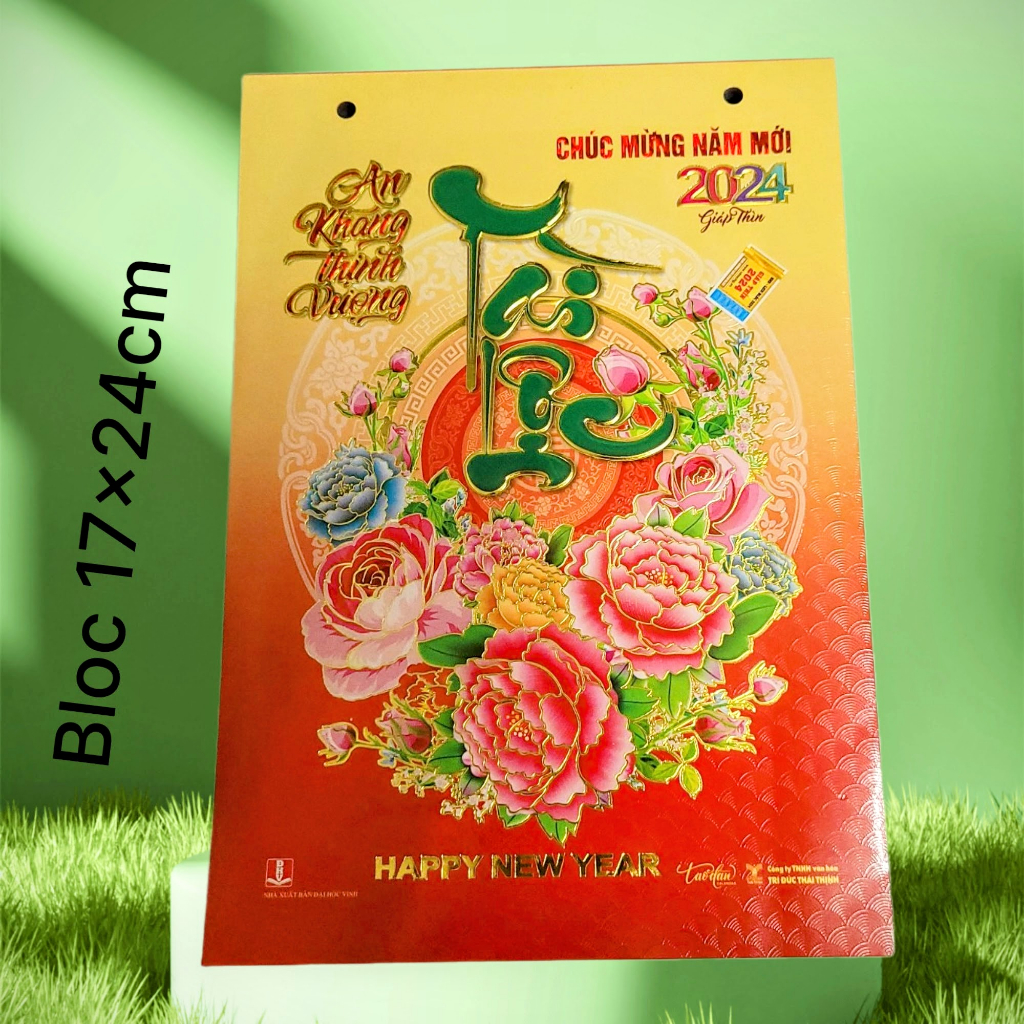Bloc lịch 17x24cm TD, chủ đề : Phong Thủy - chữ Thư Pháp (Giáp Thìn 2024)