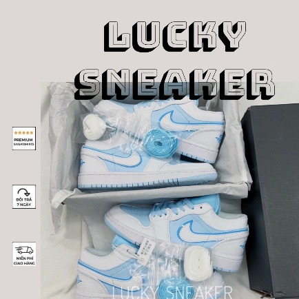 GIÀY JD1 LOW ICE WHITE BLUE LAI AU CAO CẤP