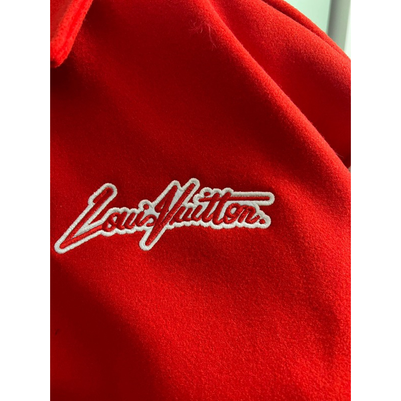Áo Varsity - Louis Vuitton - LV đỏ tay da Bomber Jacket new SS2023