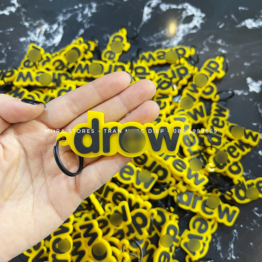 KEY CHAIN D HOUSE - Móc khóa Drew House - móc tròn đen - sơn đen lì tĩnh điện