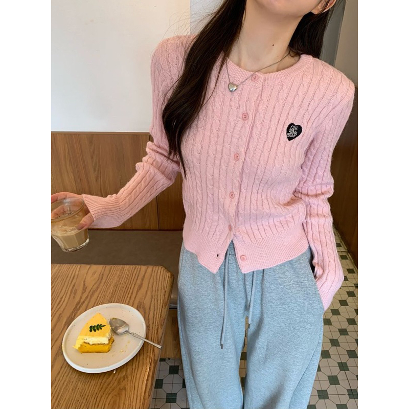 Áo len phong cách ngọt ngào dài tay kiểu xoắn