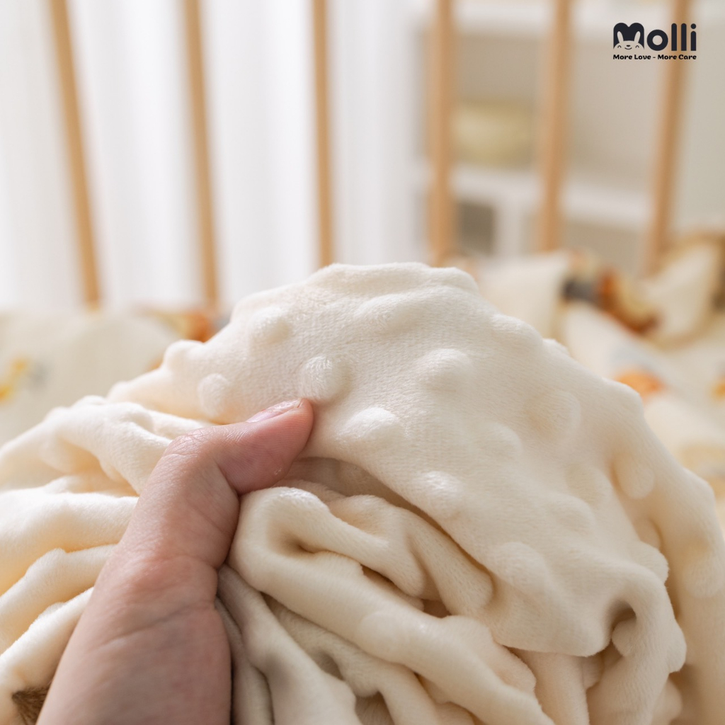 Chăn xô 2 mặt Muslin  Molli phong cách Hàn Quốc cho bé - KT 110*115CM