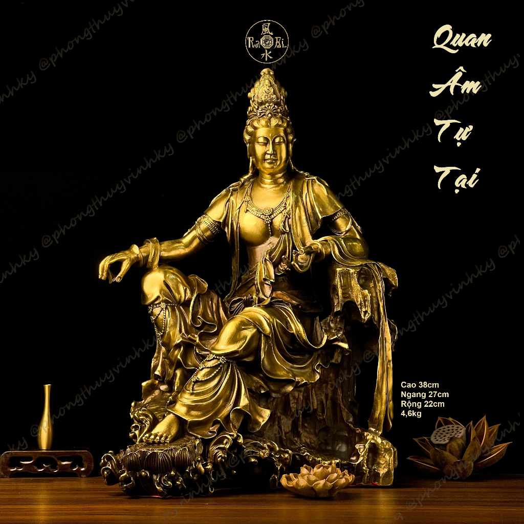 Đức Quan Thế Âm Tự Tại Bồ Tát - Tượng Đồng Thờ Cúng Cao Cấp