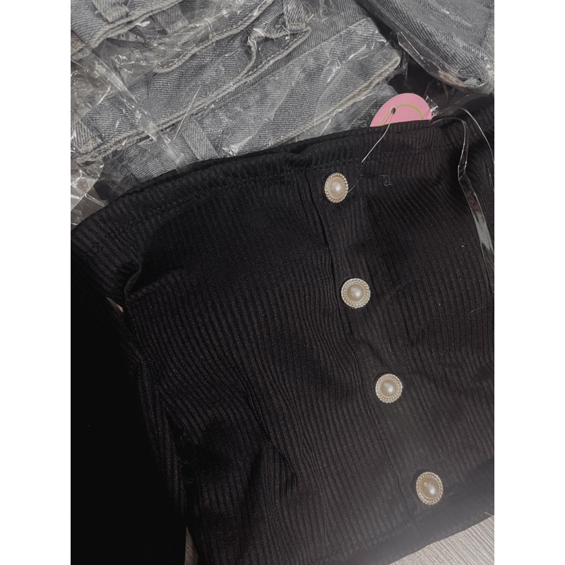 Áo trễ vai crotop dài tay có mut ngực dây áo trong