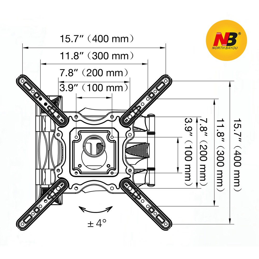 North Bayou NB-P4 Giá Khung treo tivi 32 - 55 inch - Xoay đa năng, Tải trọng tối đa 27Kg - Hàng chính hãng