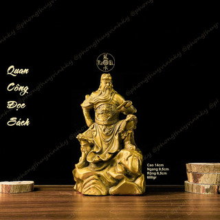Quan Công ngồi đọc sách - Tượng Đồng Phong Thủy