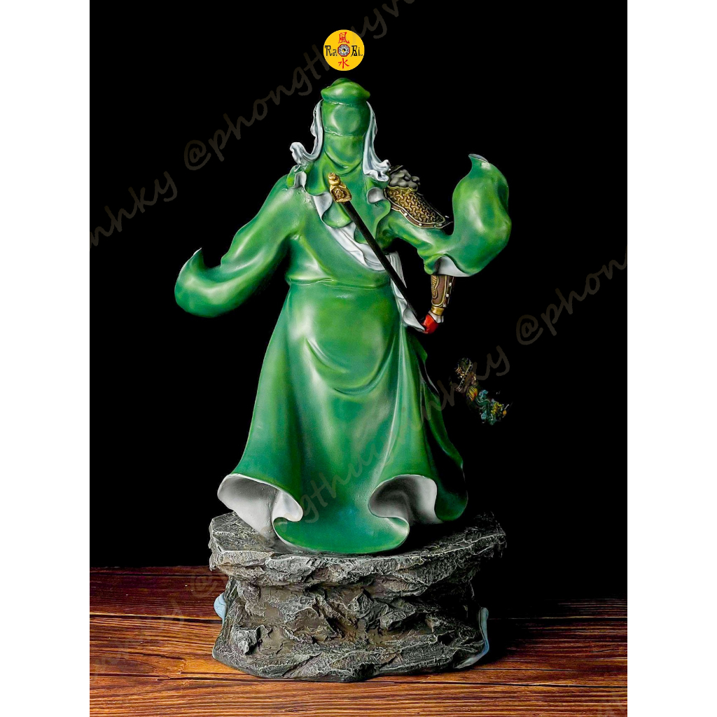 Quan Thánh Ngự Giang Sơn - Quan Công đứng Trấn Ải - Tượng Đồng Thờ Cúng Sơn Màu