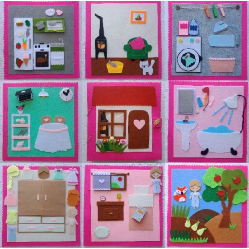 Set nguyên liệu làm sách vải Quiet book Một ngày của bé
