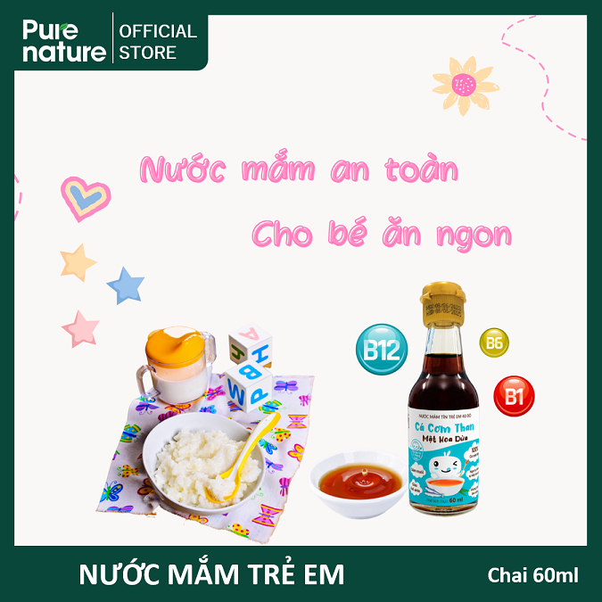 PURE NATURE - NƯỚC MẮM TRẺ EM CÁ CƠM THAN MẬT HOA DỪA  - CHAI 60ML
