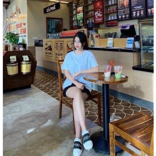 Giày Nữ Girl Phố Màu Trắng in chữ quai chun đen full size phụ kiện 35-39