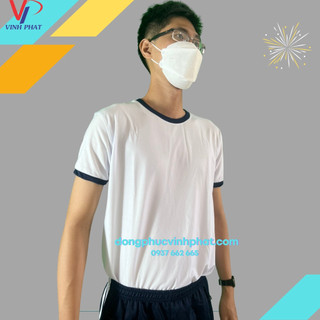 Quần áo thể dục học sinh nam nữ màu trắng cấp 2-3 , áo thun cotton cổ tròn 3 sọc vai và quần đẹp mắt