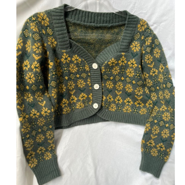 Áo khoác len họa tiết