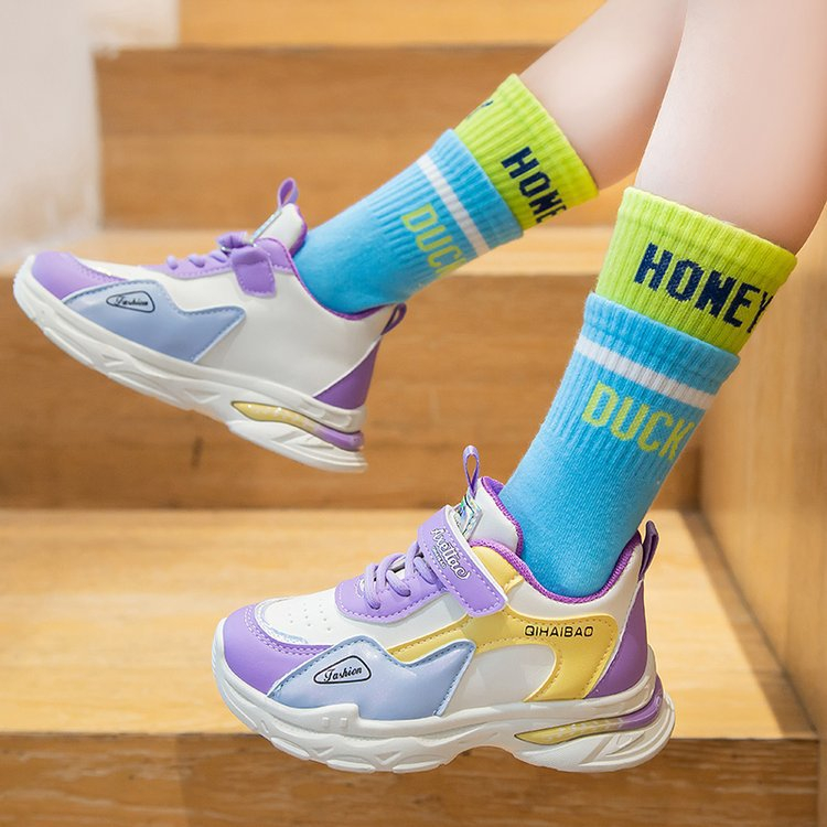 Giày thể thao bé gái phối màu da mềm đế êm Giày đi học bé gái Mẫu mới Giày cho bé gái SHQ134