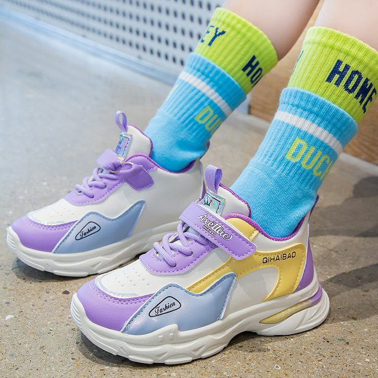 Giày thể thao bé gái phối màu da mềm đế êm Giày đi học bé gái Mẫu mới Giày cho bé gái SHQ134