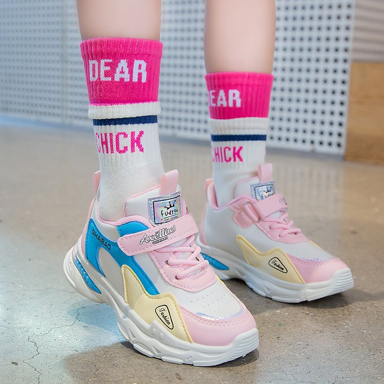 Giày thể thao bé gái phối màu da mềm đế êm Giày đi học bé gái Mẫu mới Giày cho bé gái SHQ134