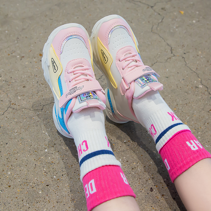 Giày thể thao bé gái phối màu da mềm đế êm Giày đi học bé gái Mẫu mới Giày cho bé gái SHQ134