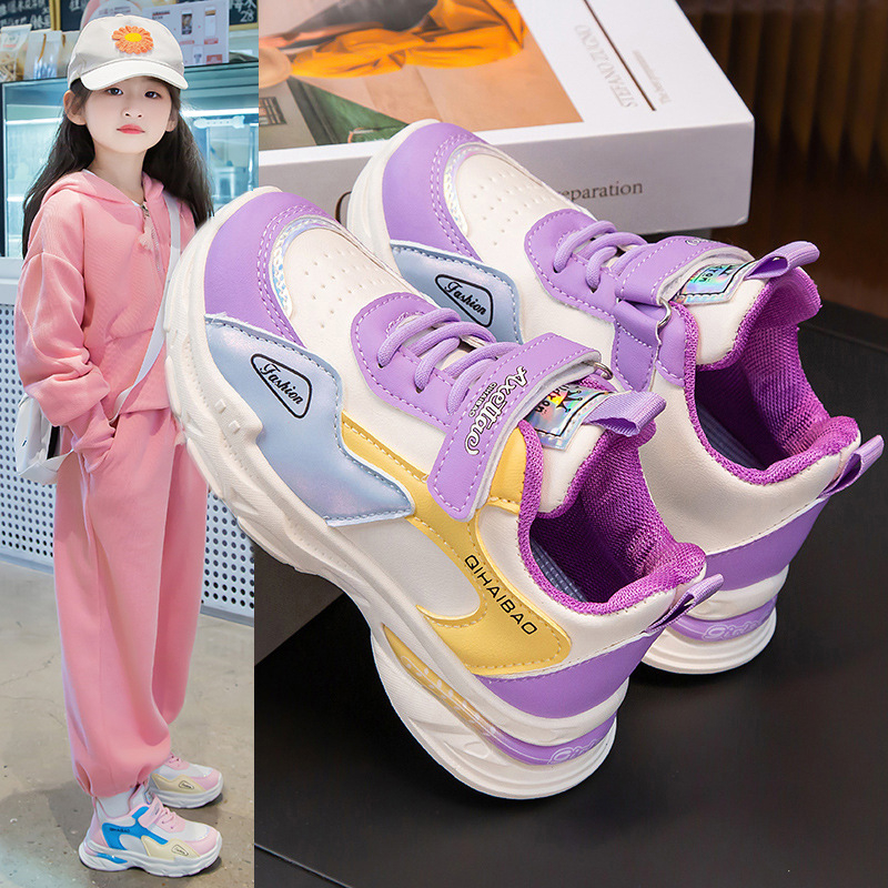 Giày thể thao bé gái phối màu da mềm đế êm Giày đi học bé gái Mẫu mới Giày cho bé gái SHQ134