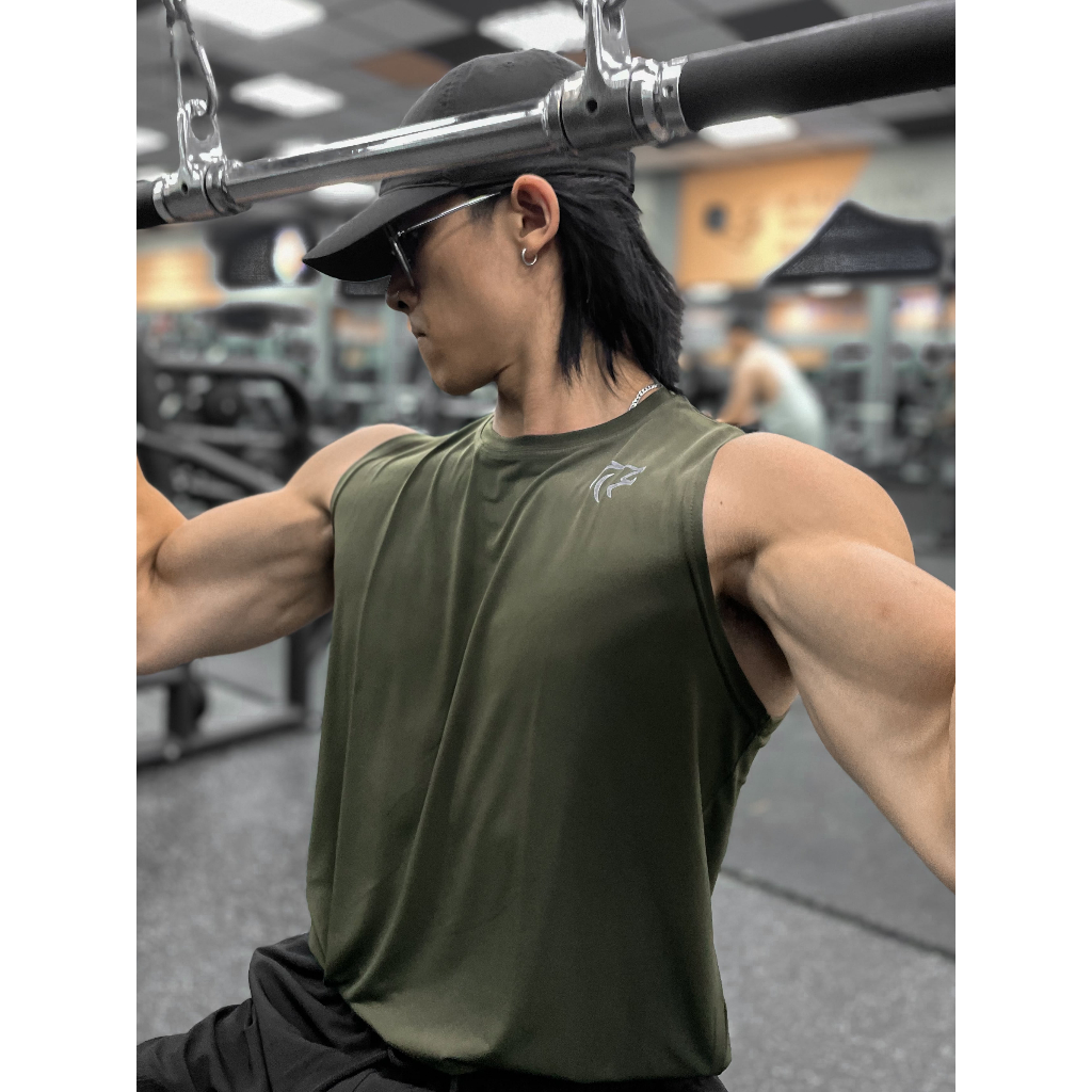 Áo Tanktop tập thể thao nam Gymlab form regular fit nhiều màu vải poly thoáng mát - SILVER LOGO