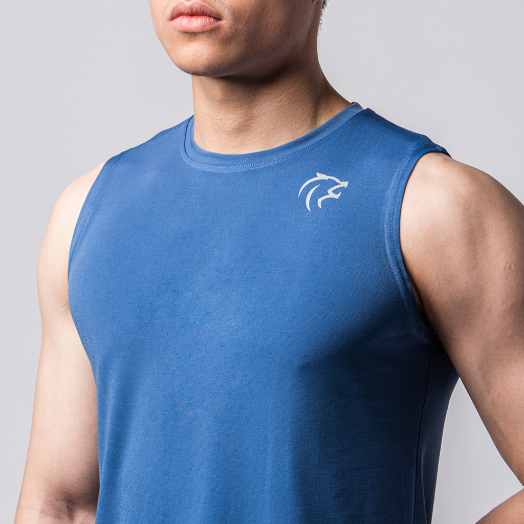 Áo Tanktop tập thể thao nam Gymlab form regular fit nhiều màu vải poly thoáng mát - SILVER LOGO