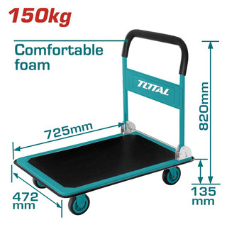 (KKT) Xe đẩy hàng gấp gọn tải trọng 150kg TOTAL THTHP11502 (Sàn Sắt, Bánh lắp sẵn,...)