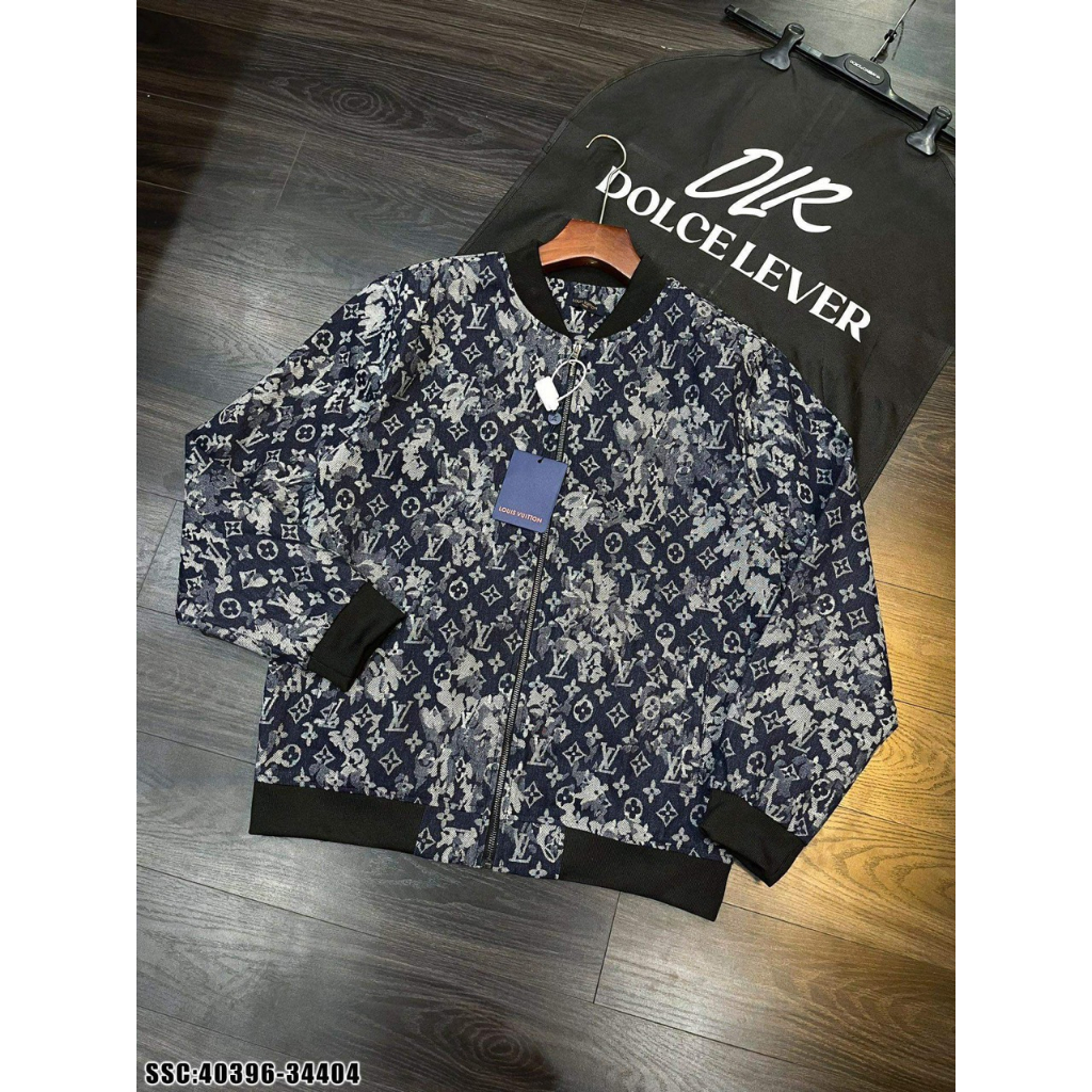 Áo Khoác Bomber LV Loang 2 Lớp Kéo Khoá Vải Bò Cao Cấp-Áo Bomber LV Hàng Đẹp Phong Cách Boy Phố