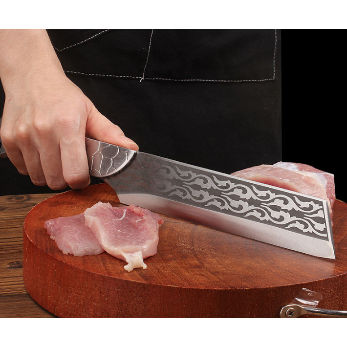 Dao Long Tuyền Chặt Xương Dài 33 cm Nguyên Khối Thiếu Kế Thép Không Gỉ