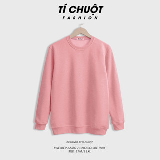 [Nhập THOITOI20 Giảm 20%] Áo sweater màu hồng nam nữ form rộng, áo tay dài unisex nỉ bông dày dặn