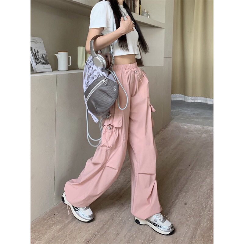 Quần Túi Hộp Dây Rút Chất Kaki Quần Jogger Túi Hộp Form Rộng Phong Cách Trẻ Trung Năng Động