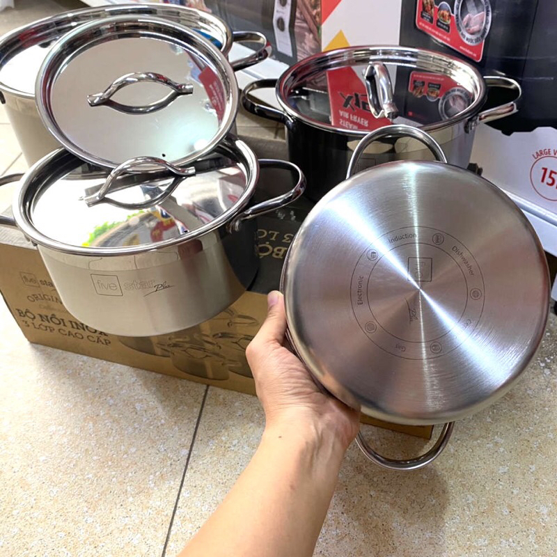 Bộ 4 nồi Inox 304 thân đúc đáy liền Fivestar FPB4004
