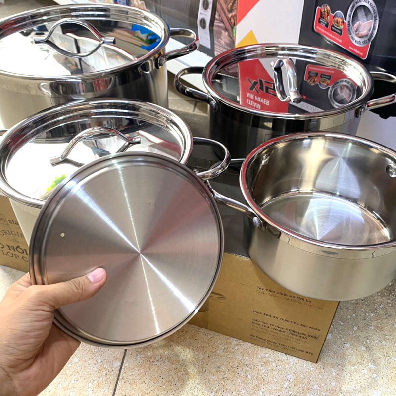 Bộ 4 nồi Inox 304 thân đúc đáy liền Fivestar FPB4004
