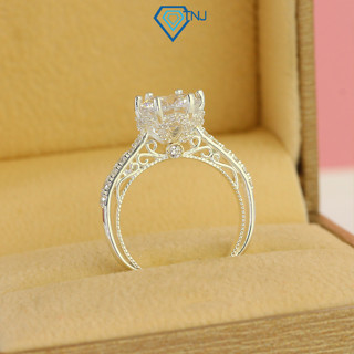 Nhẫn bạc nữ TNJ đính đá chủ hột to hoa văn sang trọng, khắc tên miễn phí NN0371 - Trang Sức TNJ