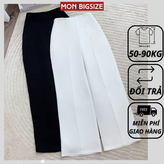 Quần bigsize nữ ống rộng đi chơi sang chảnh chất cotton MON big size 50 - 90kg