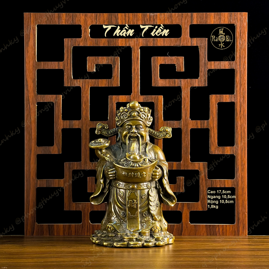 Thần Tiền đứng dâng Vàng - Tượng Đồng Phong Thủy