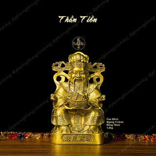 Thần tài cầm thỏi vàng - thần tiền - tài tinh cao chiếu - tượng đồng thờ cúng cao cấp