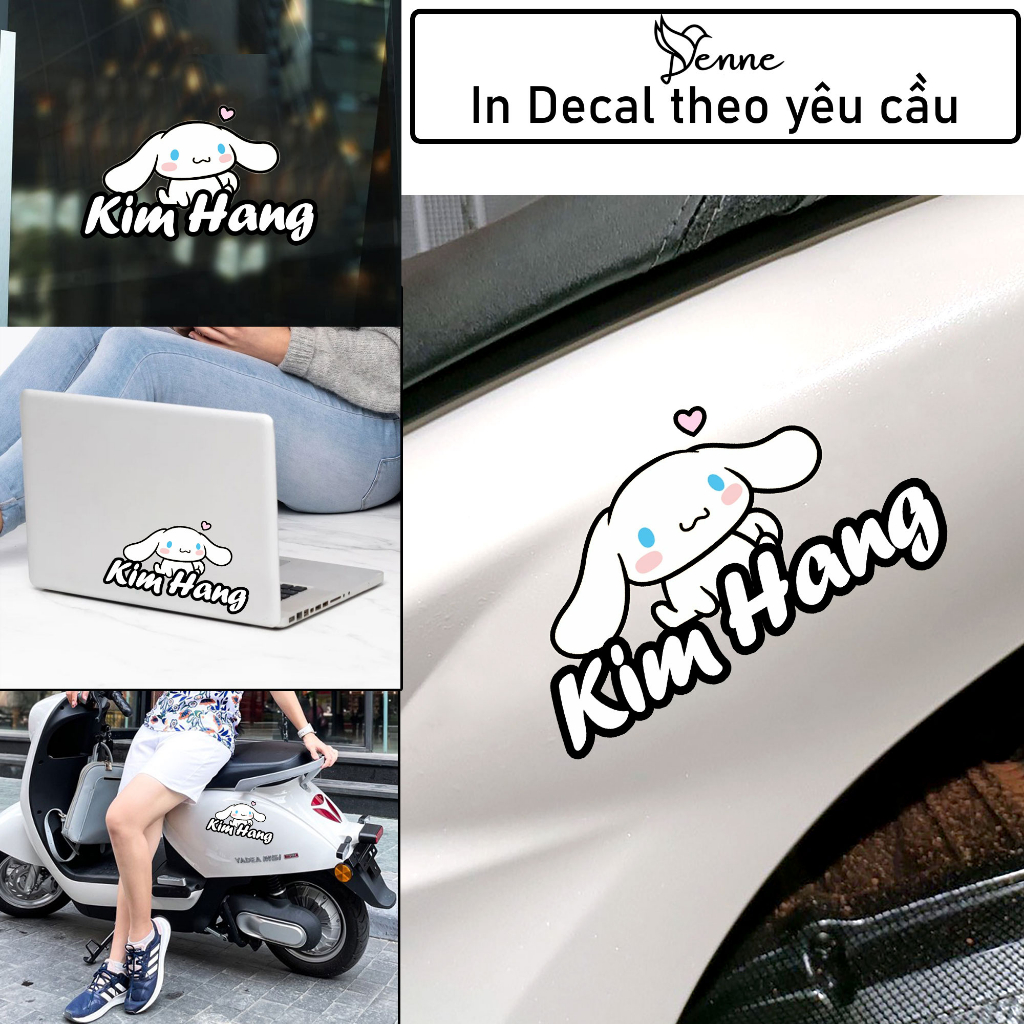 Tem dán xe in theo yêu cầu, tem tên theo yêu cầu, hình dán xe đạp điện, tem dán xe in theo yêu cầu Cinnamaroll