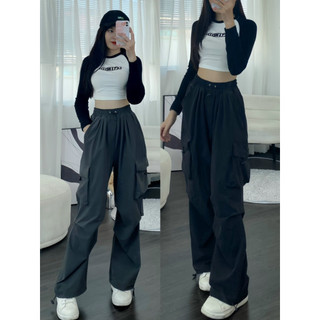 Quần túi hộp Hari dây rút chất dù dáng rộng vừa mặc nhiều phong cách Unisex P9K11