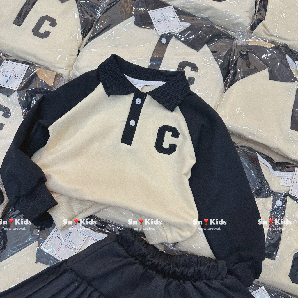 Váy bé gái , sét bộ thu đông áo nỉ da cá chữ C phối chân váy xếp ly cá tính cho bé gái 10-30kg