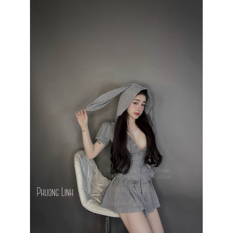 SET ÁO TAI THỎ TAY NGẮN PHỐI CHÂN VÁY XẾP LI XOÈ