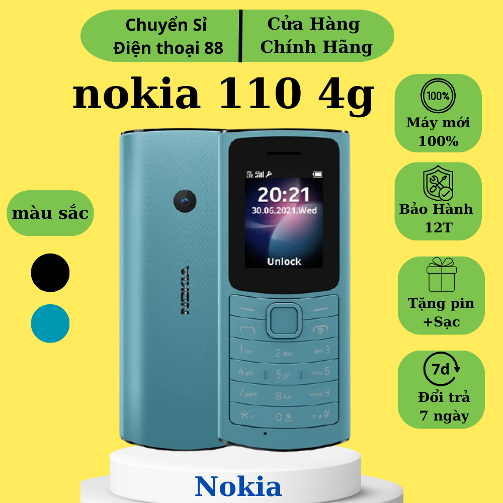Điện thoại Nokia 11O 4G 2 sim loa to sóng khỏe full box