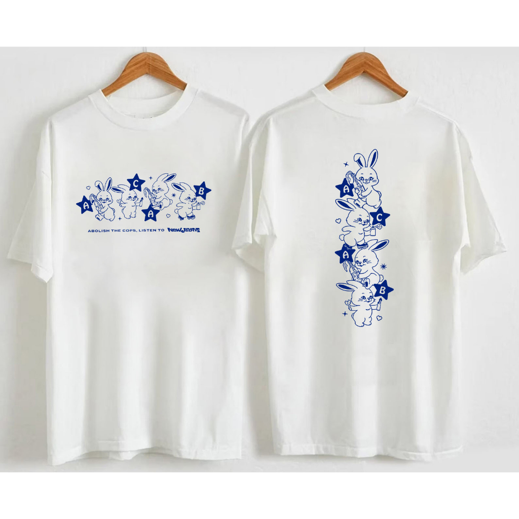 Áo Thun Trắng NewJeans K-Pop In 2 Mặt Mẫu Mới Dễ Thương Unisex Nam Nữ