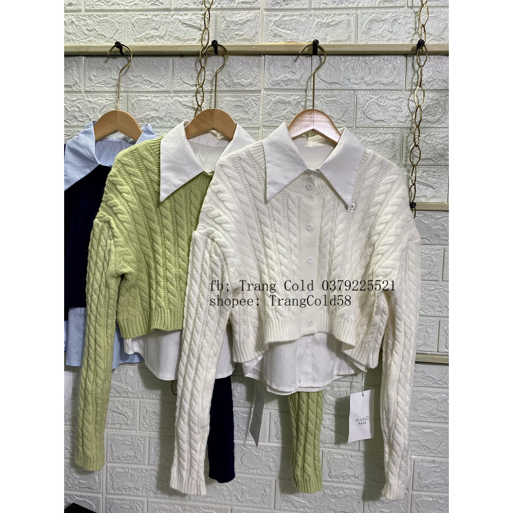 SET ÁO LEN CROPTOP + SƠ MI RỜI