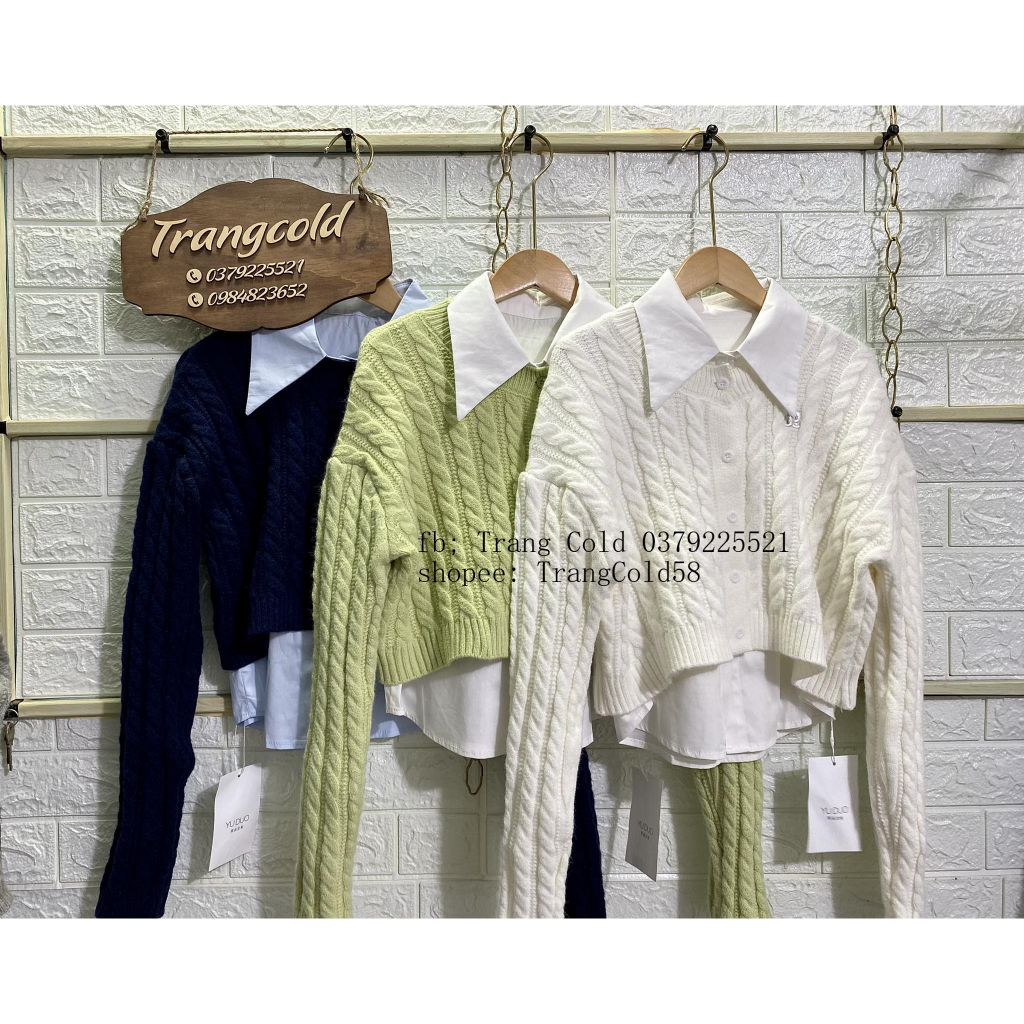 SET ÁO LEN CROPTOP + SƠ MI RỜI