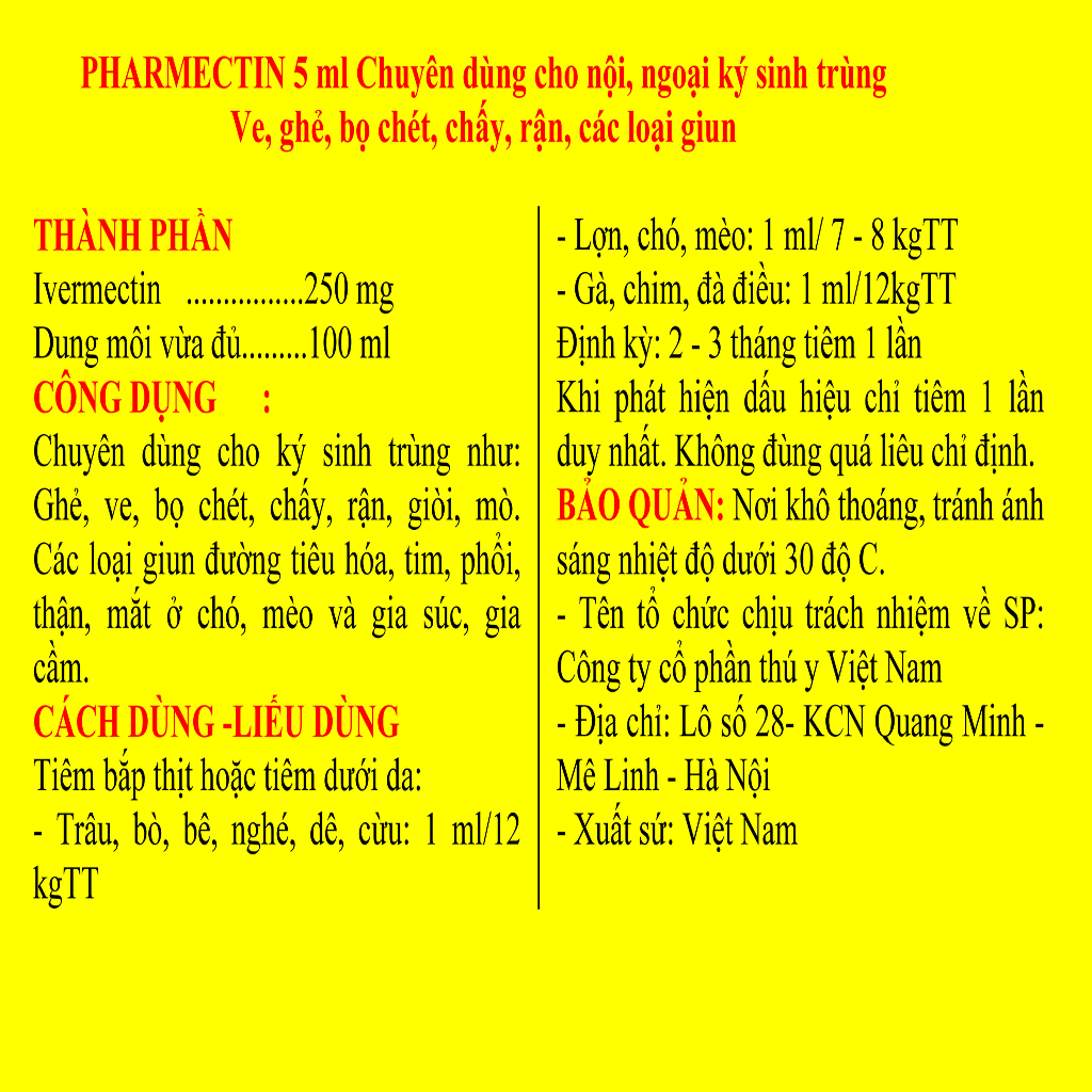 Mec-tin 5 ml Chỉ dùng cho Thú y