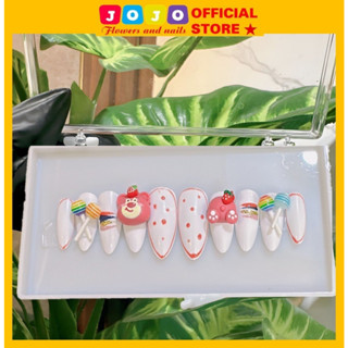 Nail box thiết kế thủ công 24 móng lotso gấu dâu kẹo mút dễ thương kute đáng yêu form ovan bầu Jojo's mã PP48