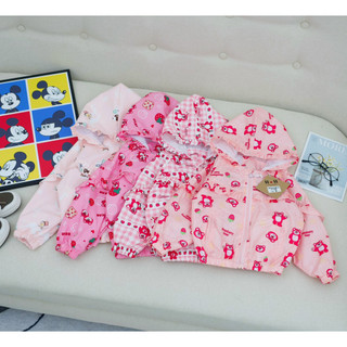 Áo gió trẻ em - áo khoác gấu dâu lotso 2 lớp có mũ xinh yêu cho bé gái