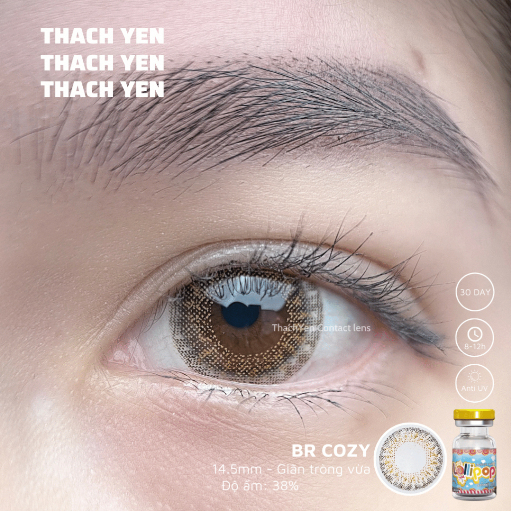 Lens Mắt Cozy Nâu Tây Nhẹ giãn vừa - 0-10 độ kính áp tròng